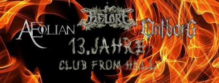 Flyer von Termin "13 Jahre From Hell mit Aeolian, Ontborg, Belore, Friisk, Nameless Death"