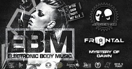 Flyer von Termin "Frontal, Jäger 90, Mystery of Dawn"