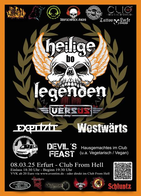Flyer von Termin "Heilige Legenden, Versus, Explizit, Westwärts"