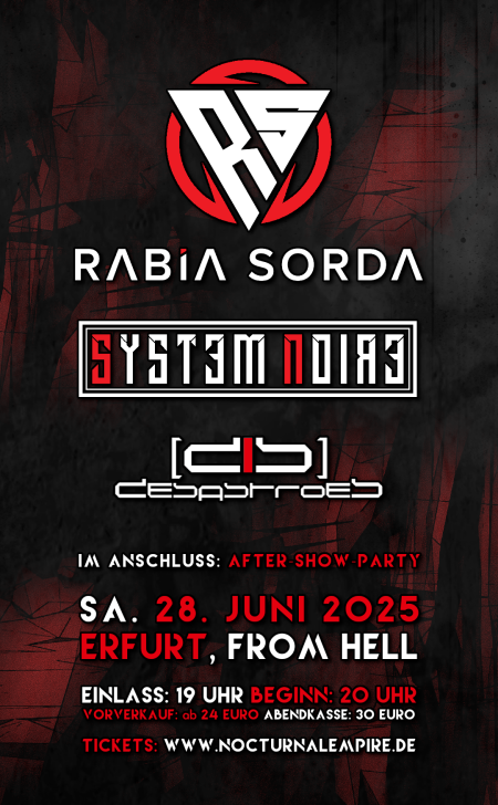 Flyer von Termin "Rabia Sorda, System Noire, Desastroes"