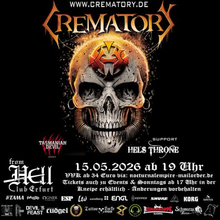 Flyer von Termin "neuer Termin! Crematory + Hel`s Throne"