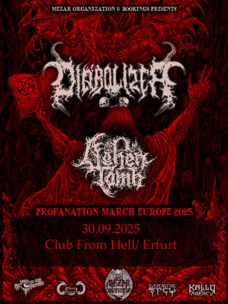 Flyer von Termin "Diabolizer + Ashen Tomb - Profanation March Europe"