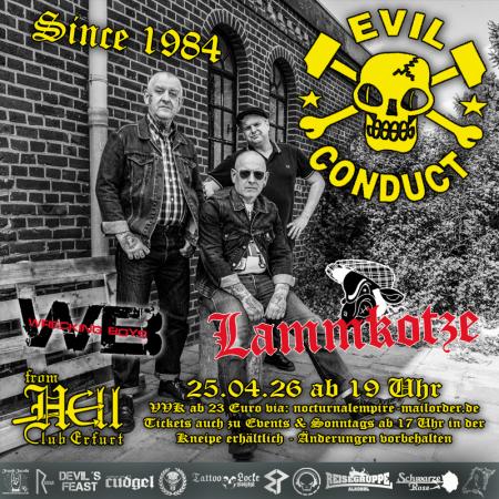 Flyer von Termin "Evil Conduct, Lammkotze, Wrecking Boys"