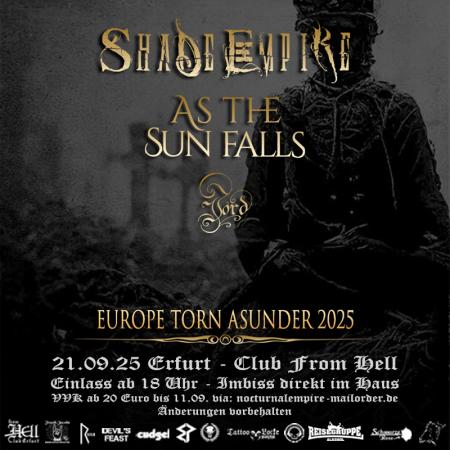 Flyer von Termin "Shade Empire, As the Sun Falls, Jord"