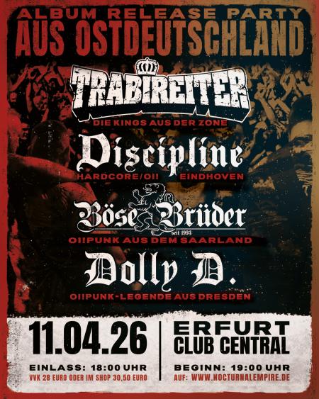 Flyer von Termin "Club Central Spezial: Trabireiter, Discipline, Böse Brüder, Dolly D."