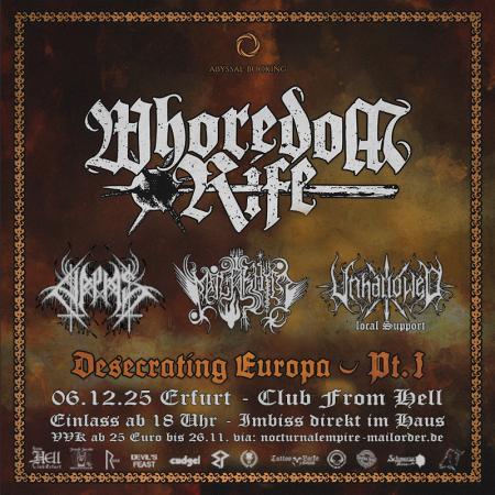 Flyer von Termin "Whoredom Rife, Halphas, Malakhim, Unhallowed"