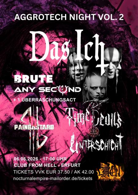 Flyer von Termin "Das Ich, Any Second, Brute, Time Devils, Painbastard, Unterschicht"