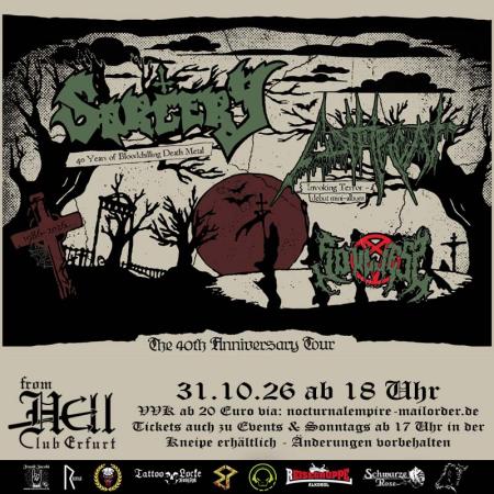 Flyer von Termin "Sorcery + Cutthroat + Soulless"
