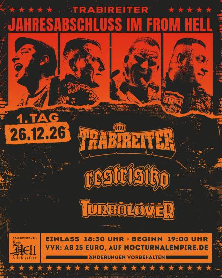 Flyer von Termin "Trabireiter, Restrisiko, Turbolover"